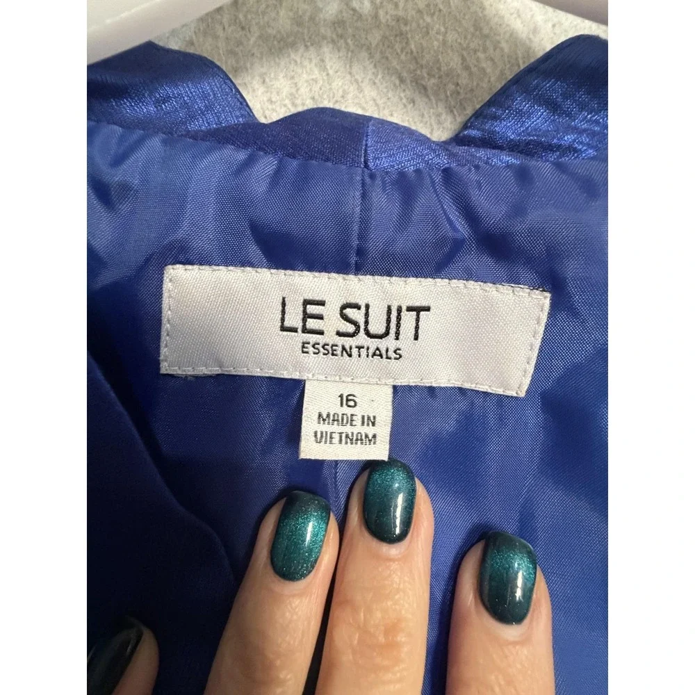 Le Suit Skirt Suit Womens 16 Blue 2 Piece Jacket Skirt Lined Career Workwear
